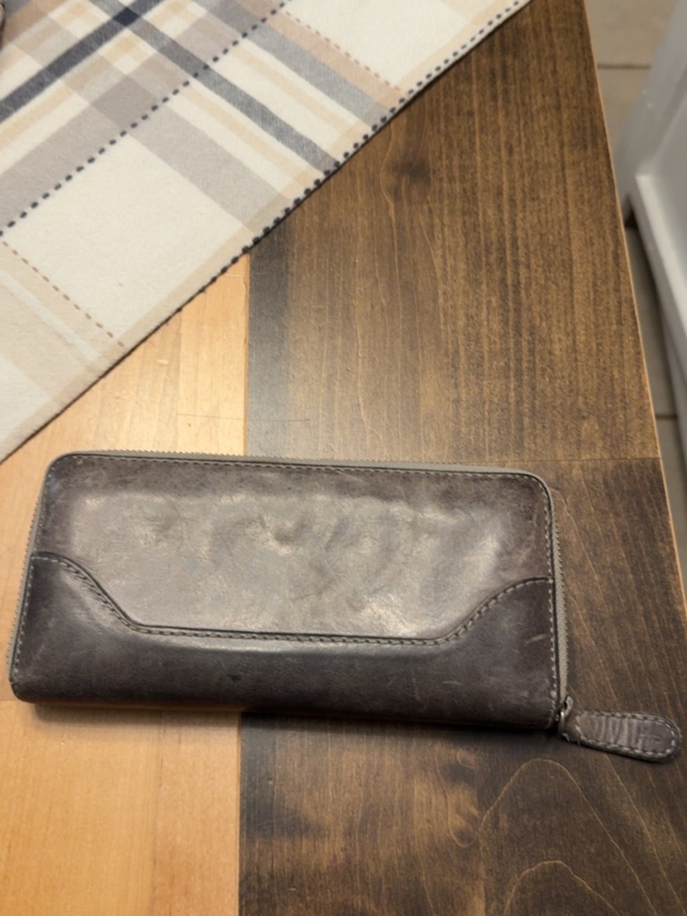 Frye gray Leather Zip-Around Wallet